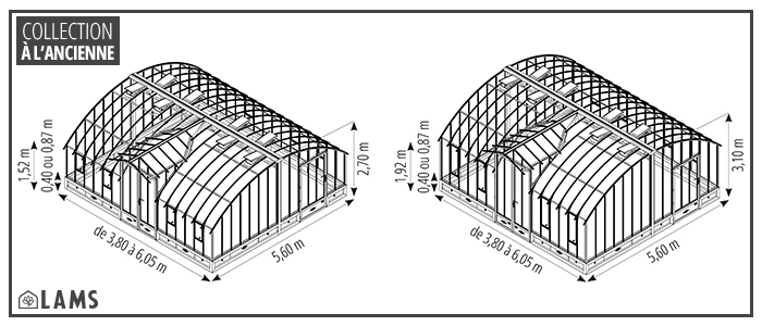 Amboise 5 60M - Serre AMBOISE largeur 5,60 m sur embase aluminium