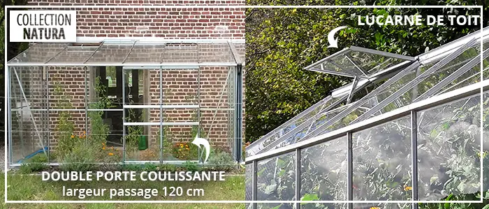 Double Porte Melissa Alu 120Cm - Serre adossée MÉLISSA 7,20 m²