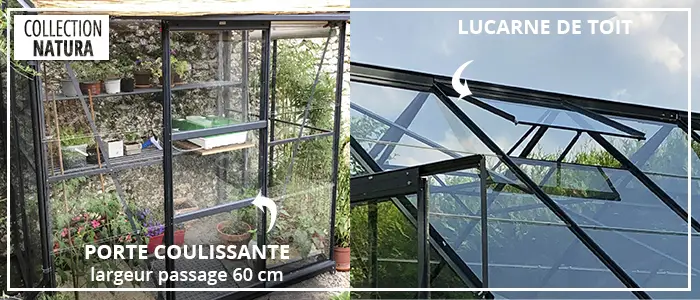 Double Porte Melissa Noire 60Cm - Serre adossée MÉLISSA 1,70 m²