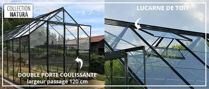 Double Porte Noire 120Cm - Serre LAURUS 12,90 m²