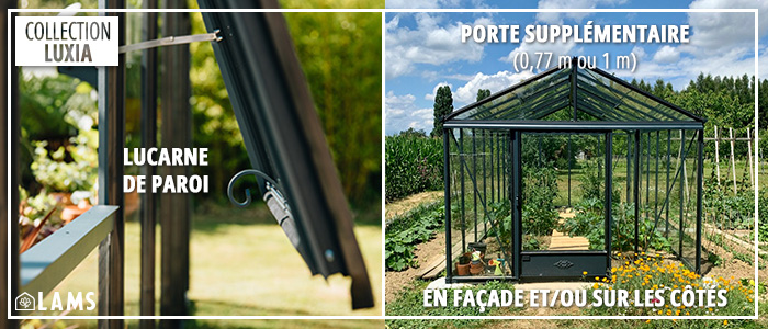 Option Porte Lucarne - Serre LUXIA largeur 1,60 m