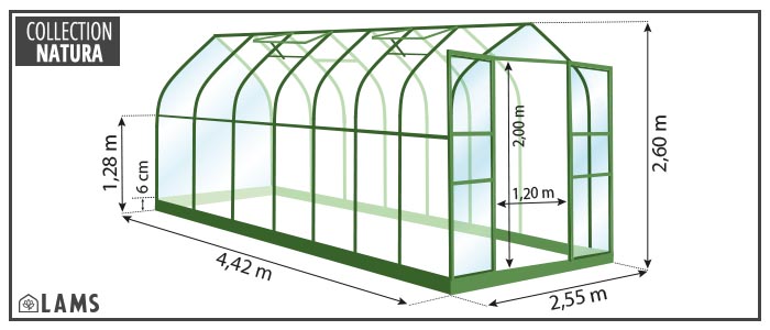Schéma Aloé 11 30M² - Serre ALOÉ 11,30 m²