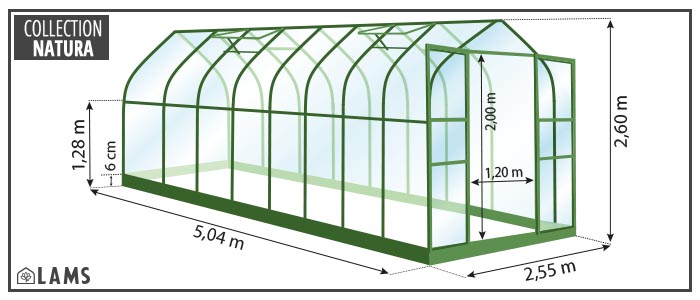 Schéma Aloé 12 90M² 1 - Serre ALOÉ 12,90 m²