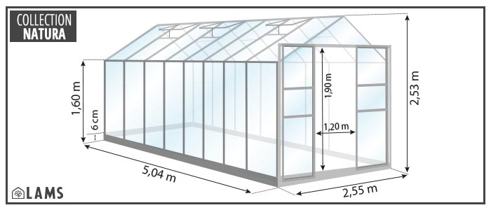 Schéma Laurus 12 90M² 1 - Serre LAURUS 12,90 m²