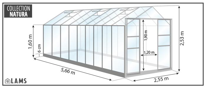 Schéma Laurus 14 40M² 1 - Serre LAURUS 14,40 m²
