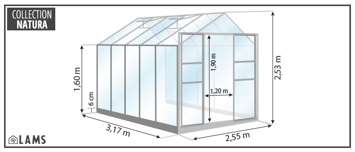 Schéma Laurus 8 10M² 1 - Serre LAURUS 8,10 m²