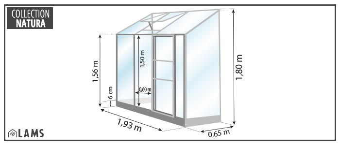 Schéma Mélissa 1 30M² 1 - Serre adossée MÉLISSA 1,30 m²