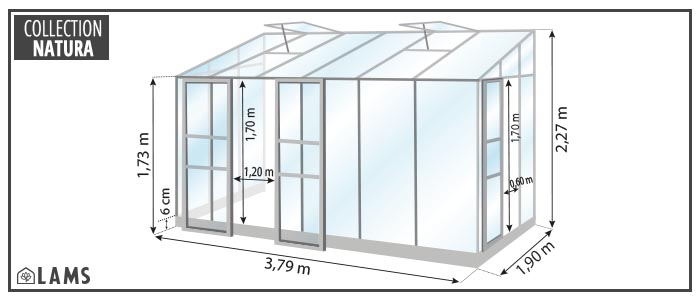 Schéma Mélissa 7 20M² 1 - Serre adossée MÉLISSA 7,20 m²