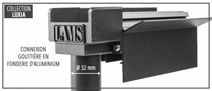 Connexion Gouttiere - Serre LUXIA largeur 1,60 m