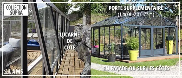 Portes Lucarnes Paroi - Serre SUPRA largeur 3,15 m
