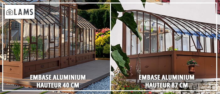 Zoom Embases - Serre CLASSIQUE largeur 2,75 m sur embase aluminium