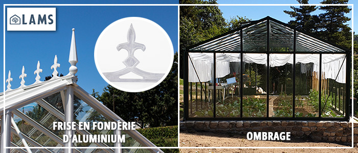 Zoom Frise Ombrage - Serre CLASSIQUE largeur 2,75 m sur muret