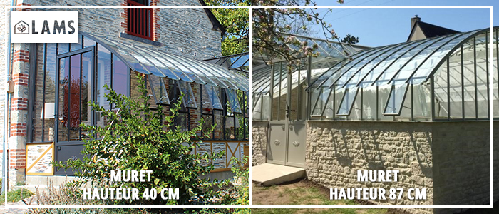 Zoom Murets - Serre CLASSIQUE largeur 2,75 m sur muret