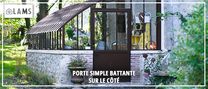 Zoom Porte Simple Côté - Serre VERSAILLES largeur 2,80 m sur embase aluminium