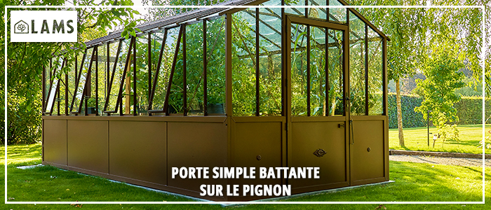 Zoom Porte Simple Pignon - Serre CLASSIQUE largeur 2,75 m sur muret