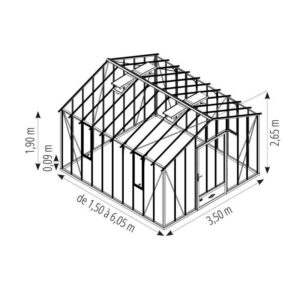 Serre AUTHENTIQUE largeur 3,50m sur base aluminium