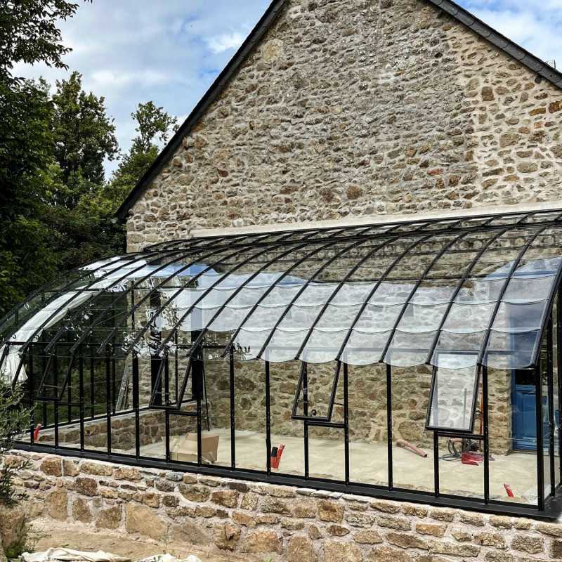 Serre de jardin CHAMBORD largeur 3,70 m sur embase aluminium - Fabrication française LAMS