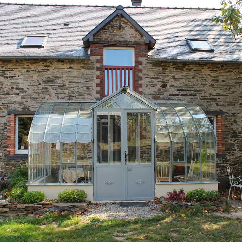 Serre de jardin MONTESQUIEU largeur 2,80 m sur muret - Fabrication française LAMS
