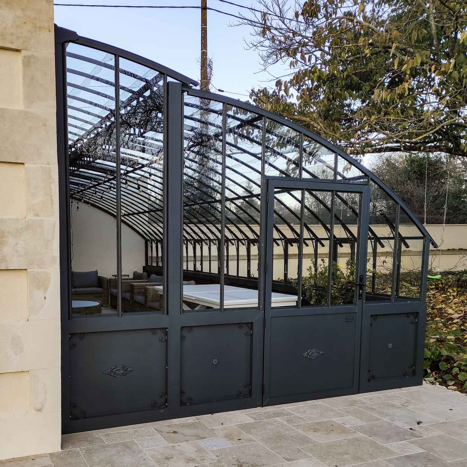 Serre de jardin CHAMBORD largeur 3,70 m sur embase aluminium - Vue détaillée