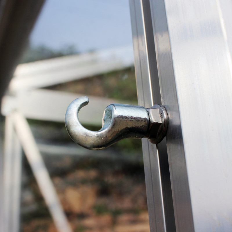 Serre de jardin CHAMBORD largeur 3,70 m sur embase aluminium - Porte et aération