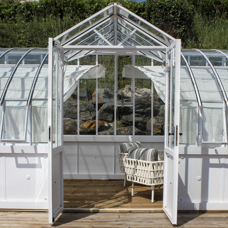 Serre de jardin MIRABEAU largeur 2,80 m sur muret - Vitrage verre trempé