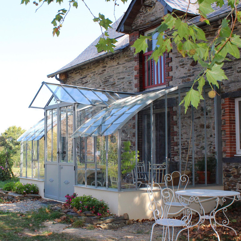 Serre de jardin MONTESQUIEU largeur 2,80 m sur muret - Vue détaillée