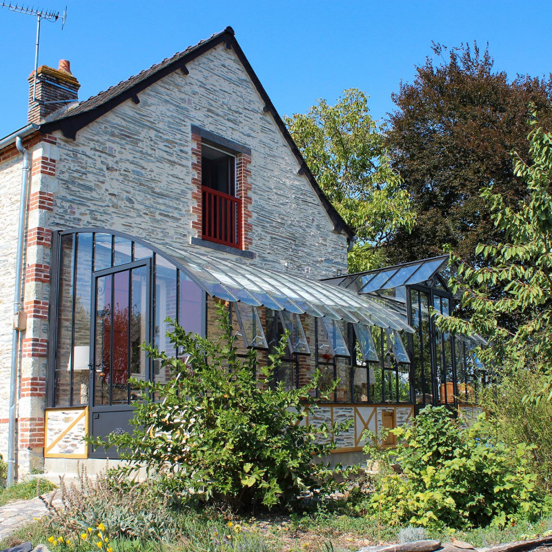 Serre de jardin MONTESQUIEU largeur 2,80 m sur muret - Structure aluminium